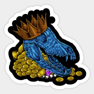 Crown and gold coins - Royalcore wolf skull Sticker